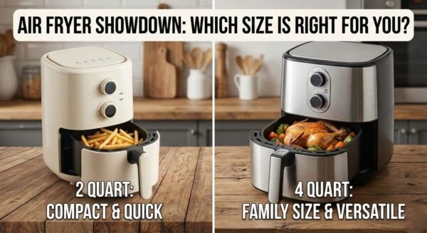 Comparison of small personal air fryer versus medium family sized fryer