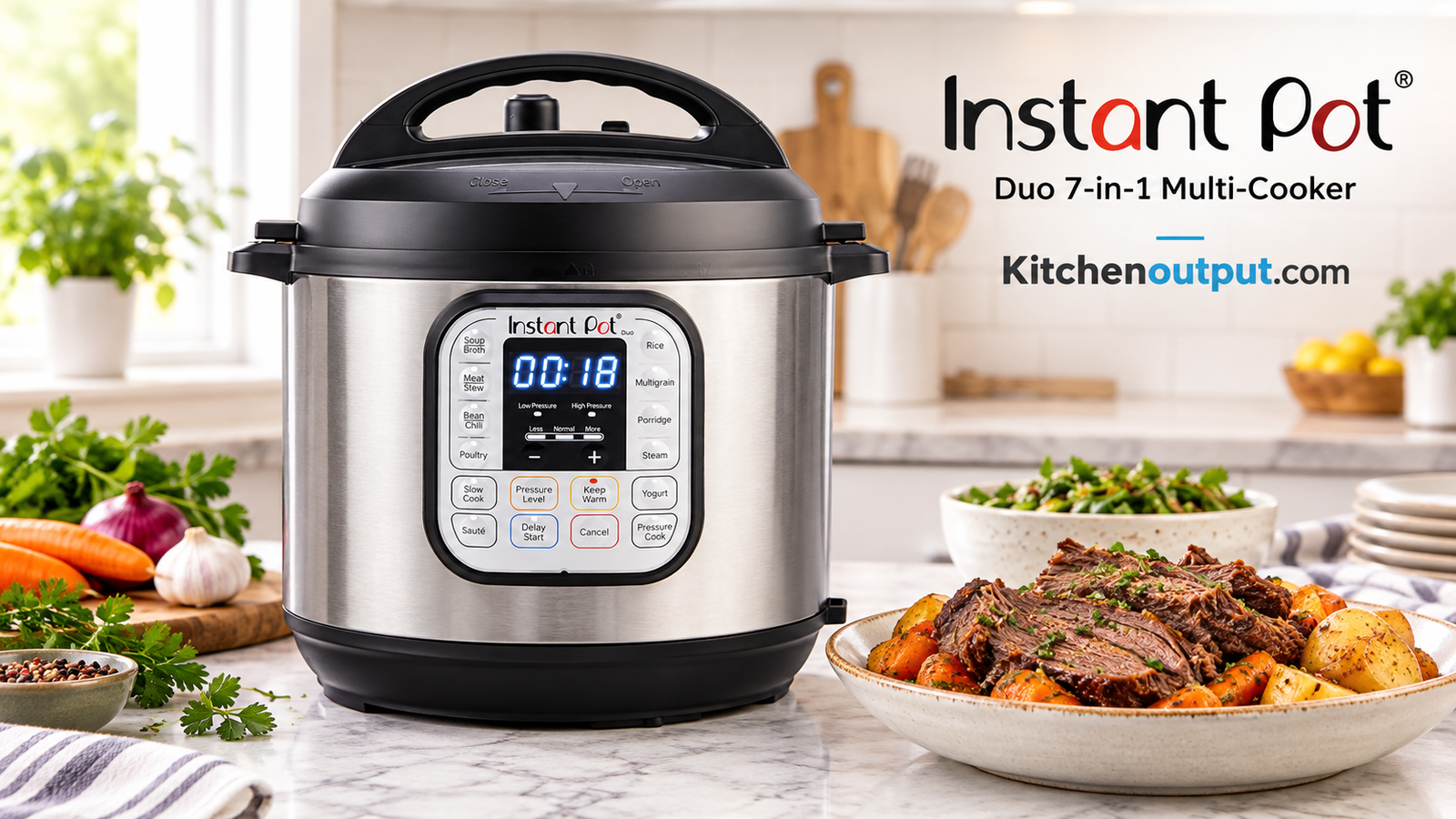 Instant Pot Duo 7-in-1 multi-cooker on a kitchen counter